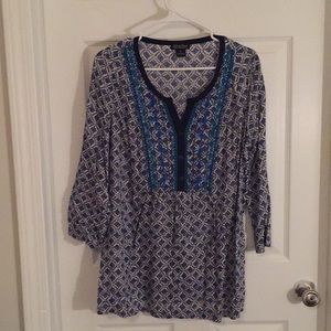 Lucky Brand Floral 3/4 Length Blouse Tunic
